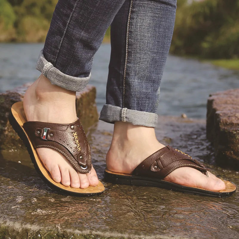 Chinelo Masculino de Couro Rouge