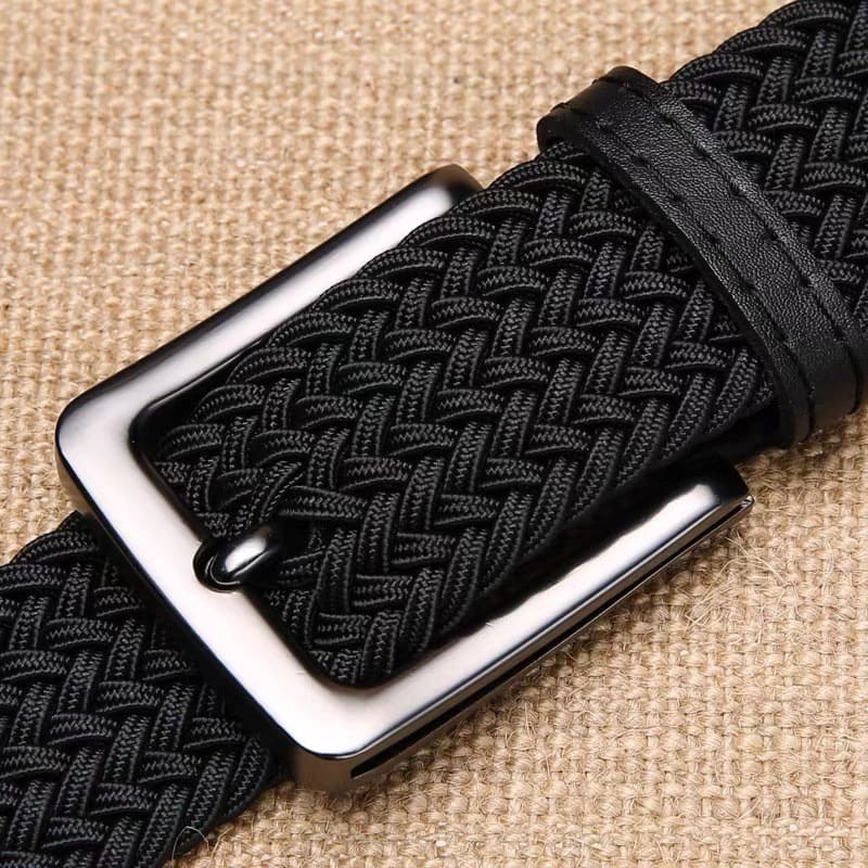 Cinto Masculino Tecido Trançado com Ponteiras Em Couro