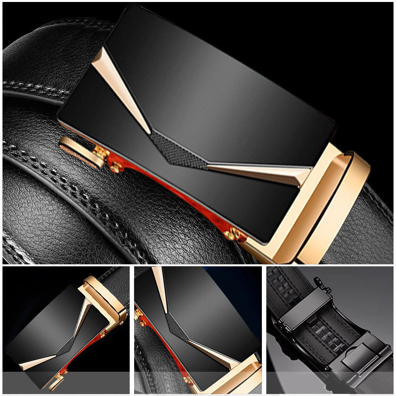 Cinto Social Masculino de Couro Preto Metalic