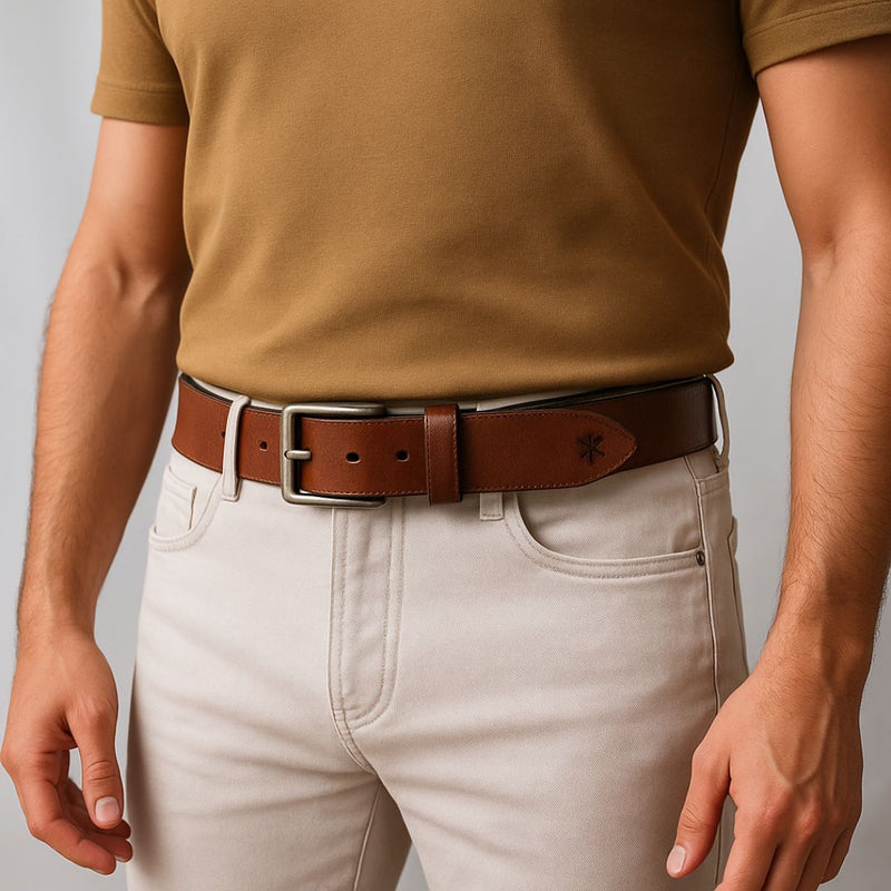 Cinto de Couro Masculino Ajustável Viego