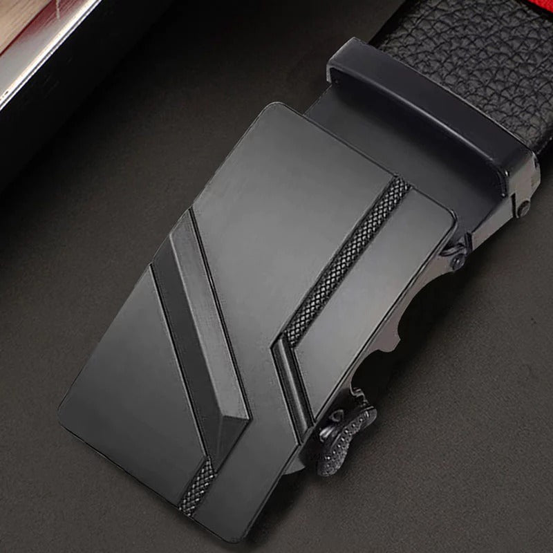 Cinto de Couro Masculino Com Fivela Automática Black