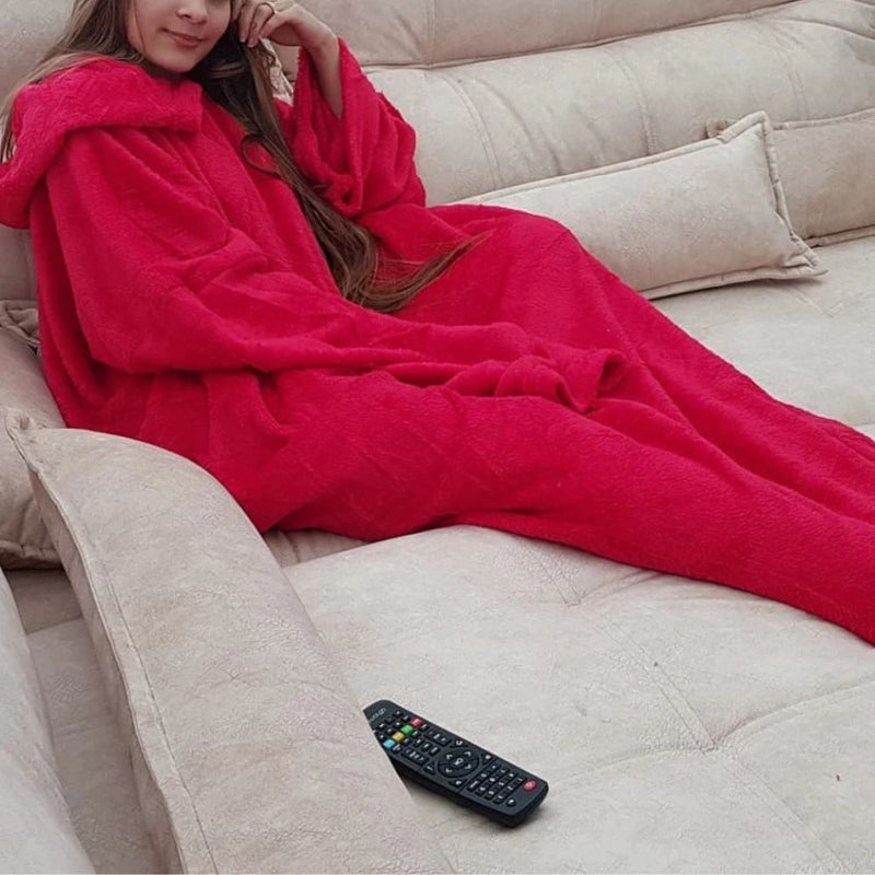 Cobertor Casaco Unissex com Mangas e Capuz: Conforto e Calor no Inverno