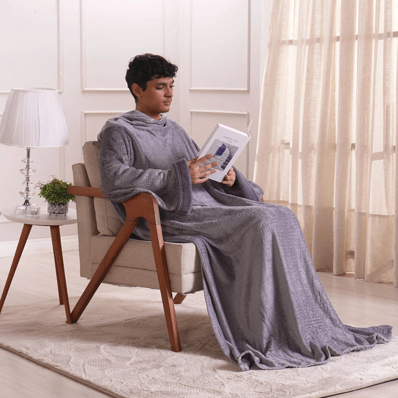 Cobertor Casaco Unissex com Mangas e Capuz: Conforto e Calor no Inverno