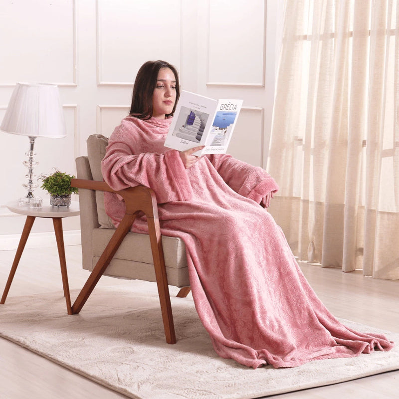 Cobertor Casaco Unissex com Mangas e Capuz: Conforto e Calor no Inverno