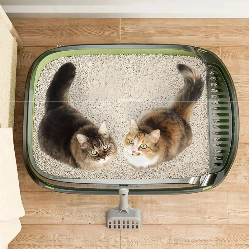 Caixa de Areia Semi Fechada para Gatos com Borda e Pazinha Inclusa - Conforto e Praticidade na Limpeza