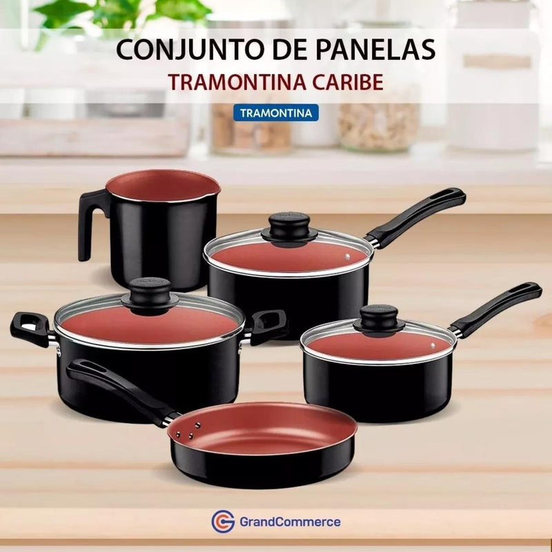 Conjunto Exclusivo de Panelas Tramontina 5 Peças: Antiaderrente Starflon Max - Cozinha Prática e Elegante!