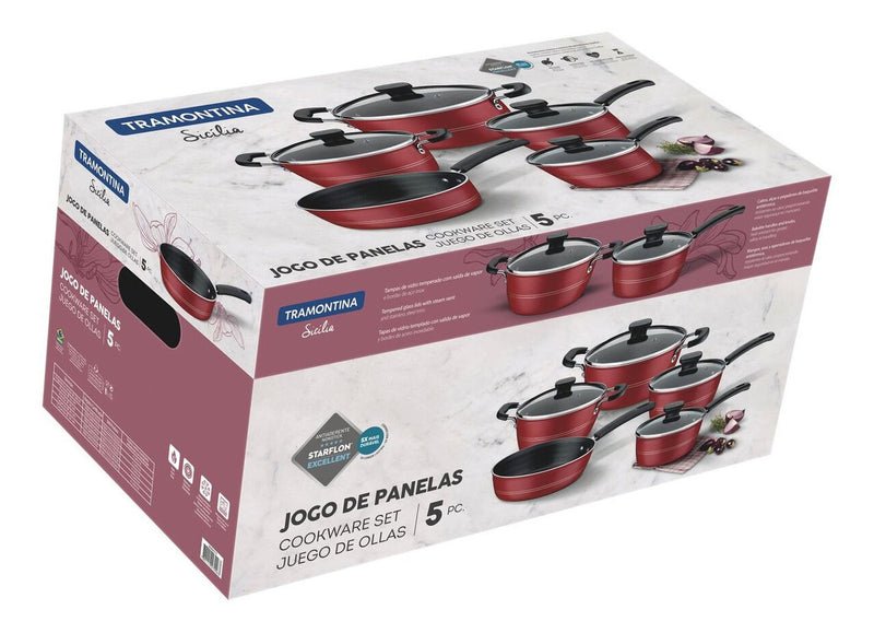 Conjunto de Panelas Antiaderentes Sicília Tramontina - 5 Peças para Cozinhar com Estilo e Praticidade!