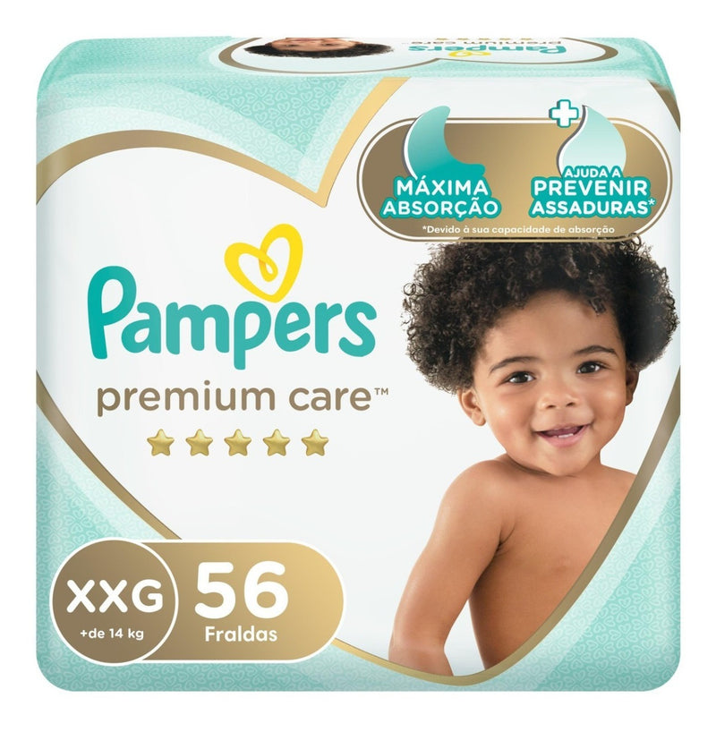 Conforto e Proteção Incomparáveis: Fraldas Pampers Premium Care Xxg - 56 Unidades para o Bem-Estar do Seu Bebê!