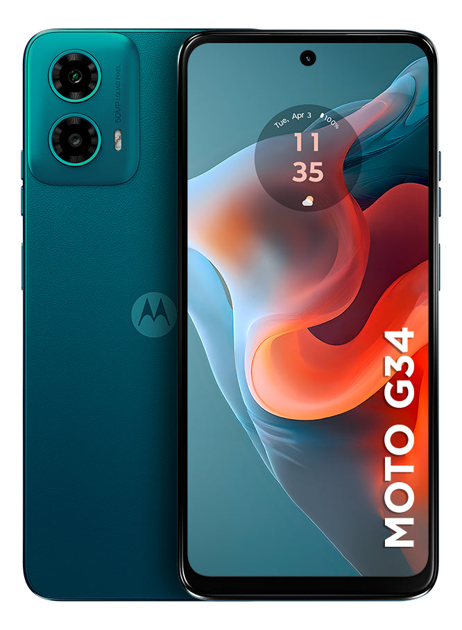 Desperte seu Mundo com o Smartphone Motorola Moto G34 5G - 256GB, 16GB RAM, Câmera AI de 50MP e NFC - Estilo Verde Impressionante!