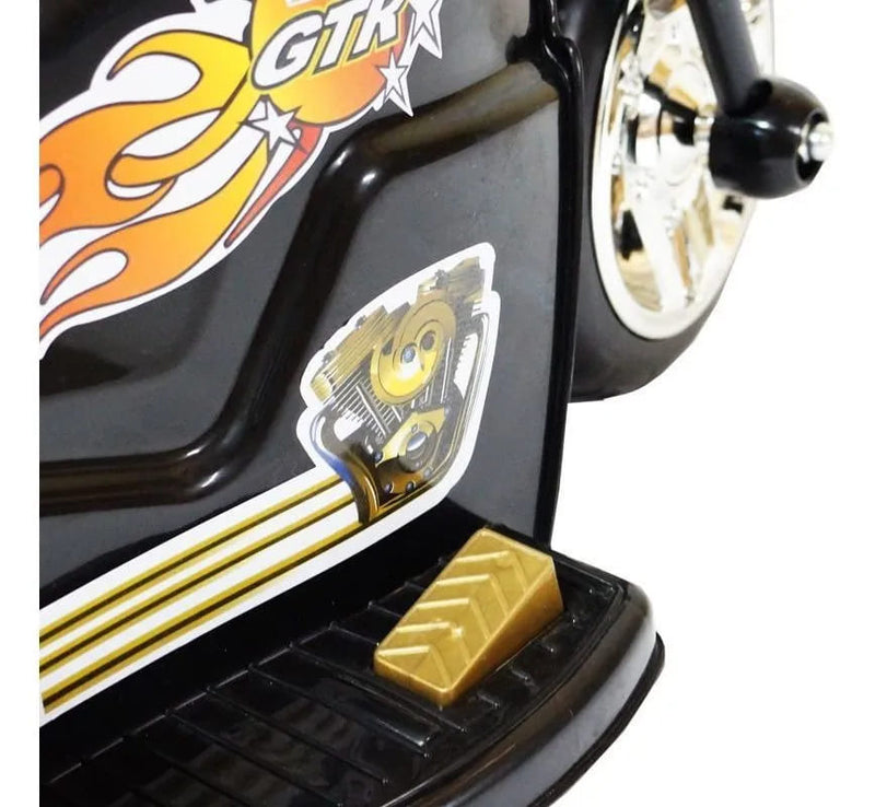 Mini Moto Elétrica Infantil Preta para Criança Modelo Polícia