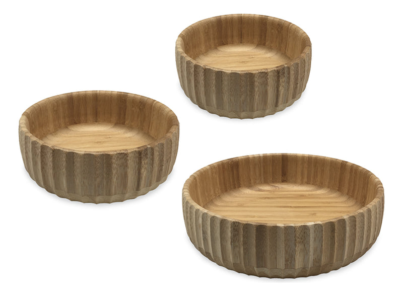 Conjunto Exclusivo: 3 Bowls Canelados de Bambu - Estilo e Natureza na Sua Mesa!