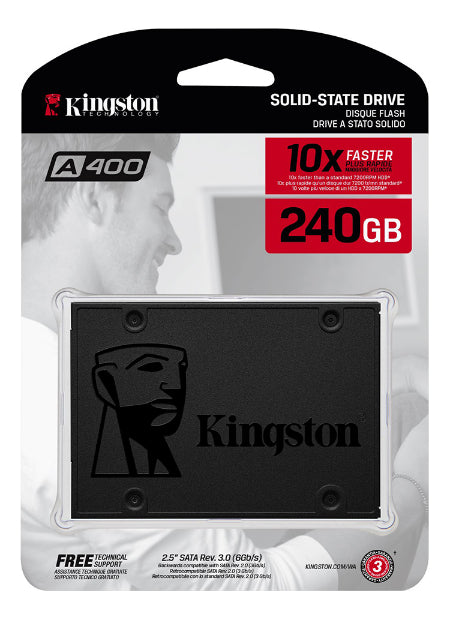 Transforme Seu Computador com o SSD Interno Kingston A400 de 240GB: Desempenho Impressionante com Velocidades de Leitura de até 500MB/s e Gravação de até 350MB/s!