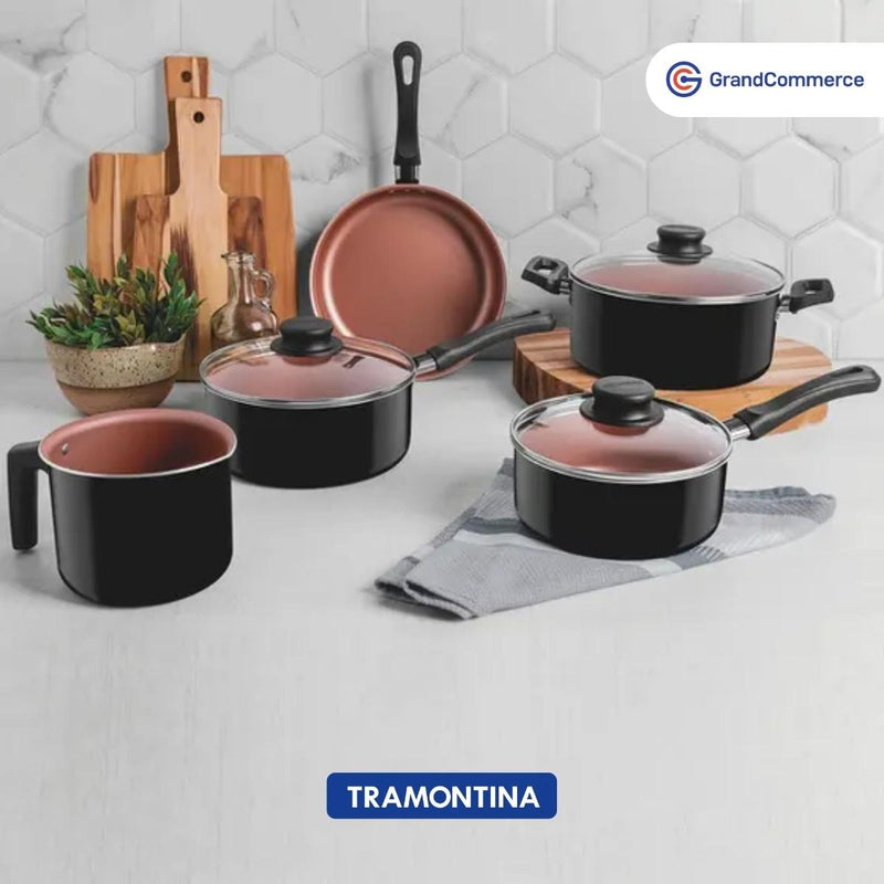 Conjunto Exclusivo de Panelas Tramontina 5 Peças: Antiaderrente Starflon Max - Cozinha Prática e Elegante!