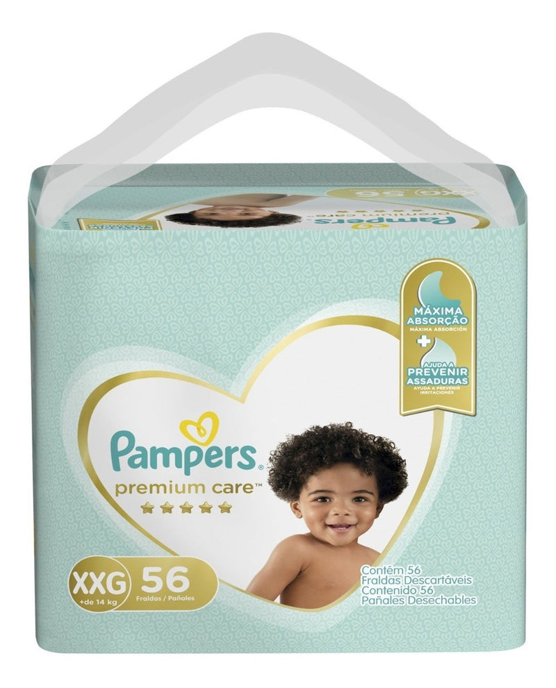 Conforto e Proteção Incomparáveis: Fraldas Pampers Premium Care Xxg - 56 Unidades para o Bem-Estar do Seu Bebê!