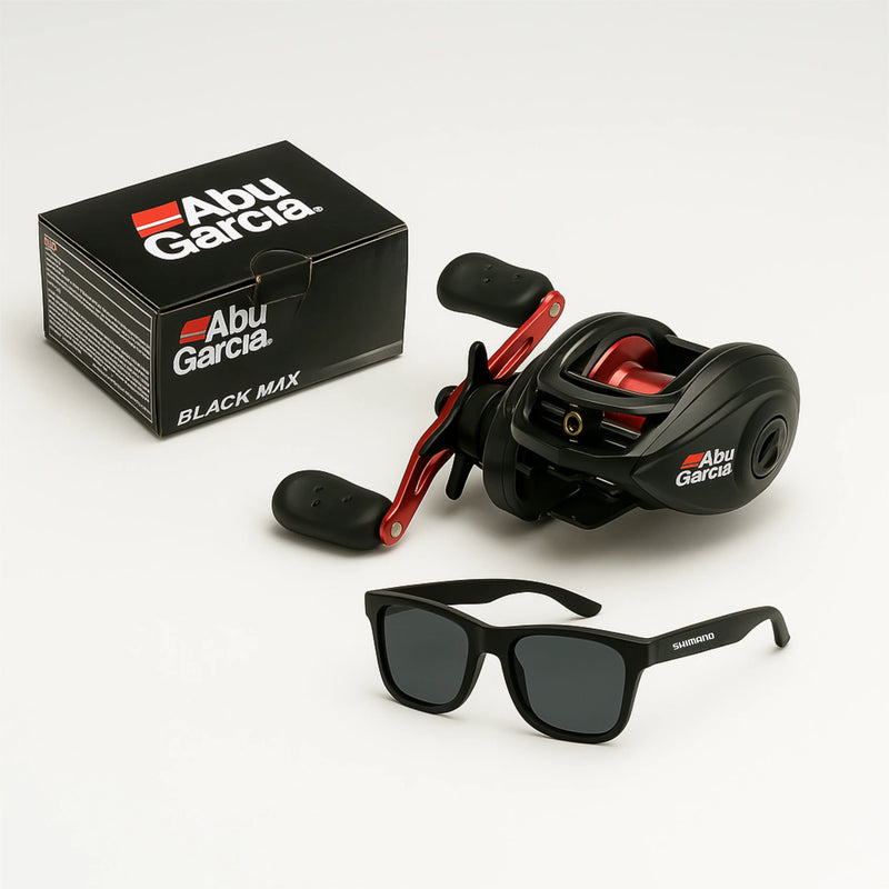 Carretilha Abu Garcia Black MAX3 Anti-Cabeleira com Óculos SHIMANO Grátis - Melhore Sua Experiência de Pesca