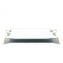 Bandeja Decorativa Espelhada Retangular Luxo Prateada Lavabo Banheiro