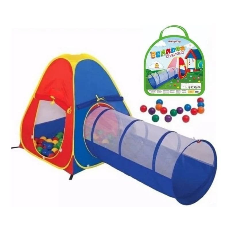Barraca Divertida Infantil Dobrável Toca 3 em 1 com Túnel e Bolinhas Importway