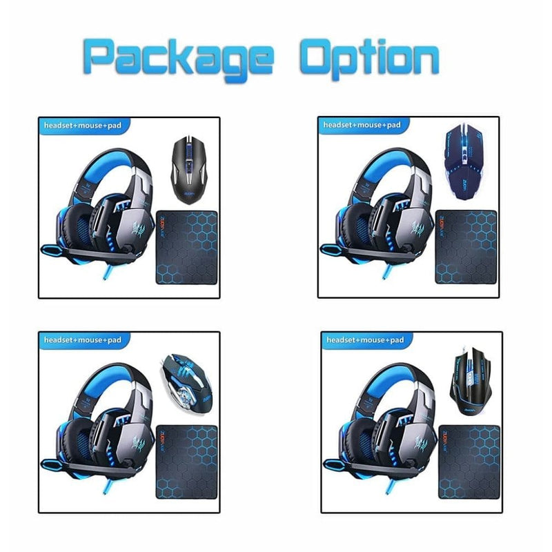 Kit Gamer Mouse 4000DPI + Headset P2 USB + Mouse Pad