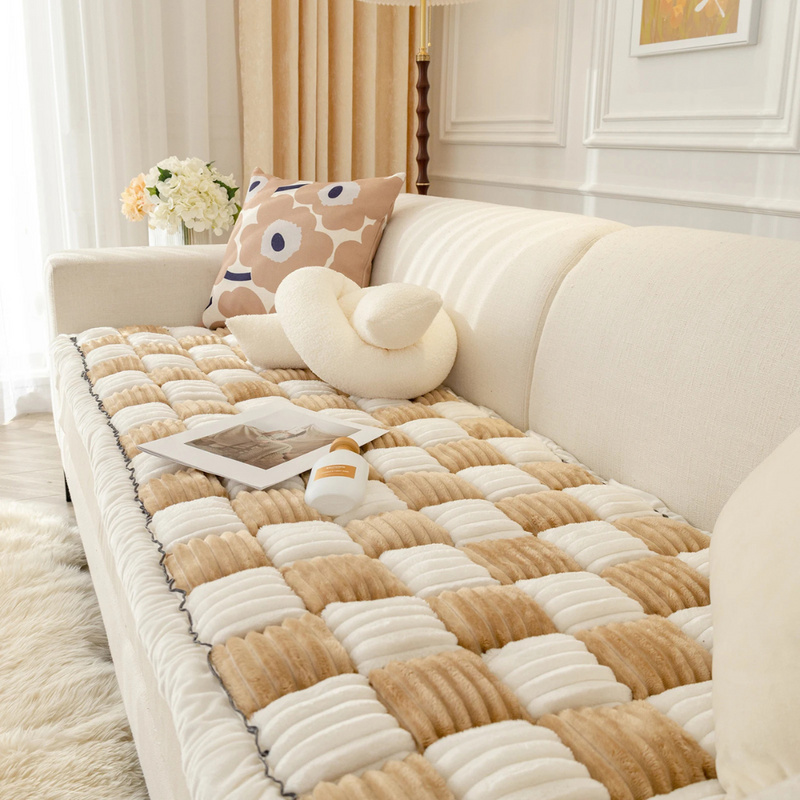 Capa Acolchoada para Sofá Xadrez em Lã: Conforto e Proteção para Seu Lar