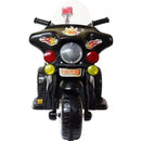 Mini Moto Elétrica Infantil Preta para Criança Modelo Polícia