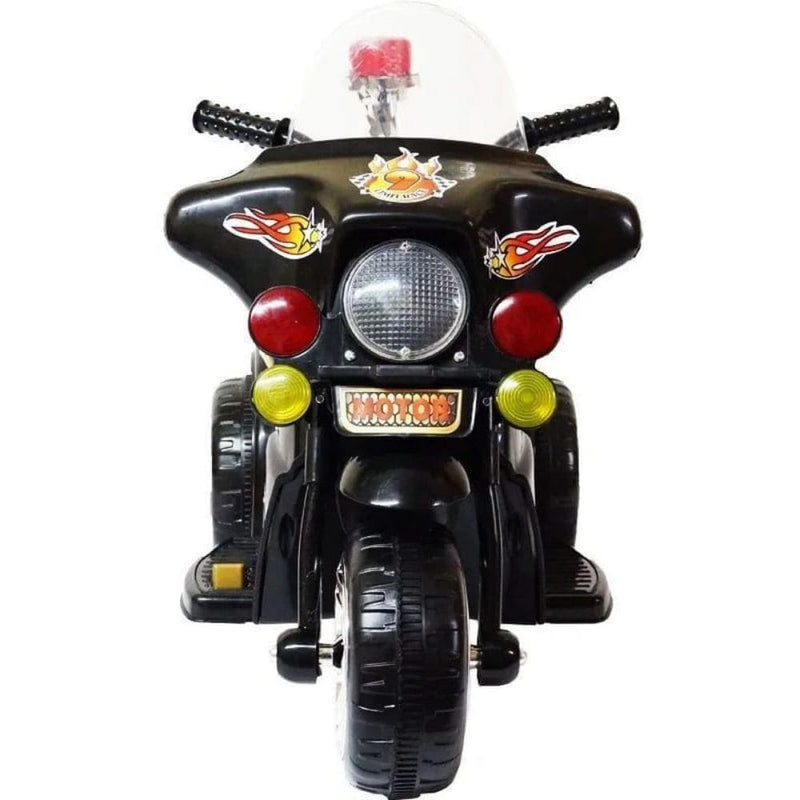 Mini Moto Elétrica Infantil Preta para Criança Modelo Polícia