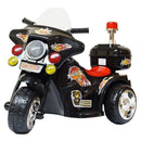 Mini Moto Elétrica Infantil Preta para Criança Modelo Polícia
