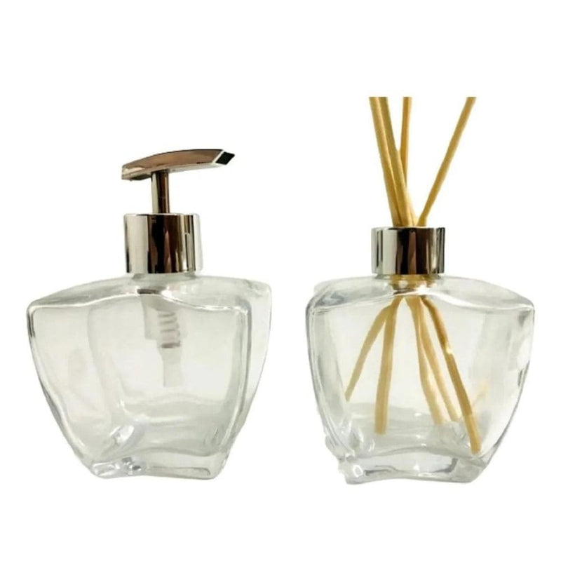 Kit Sabonete e Difusor Decoração Luxo Modelo Vidro Estrela Transparente 280ml