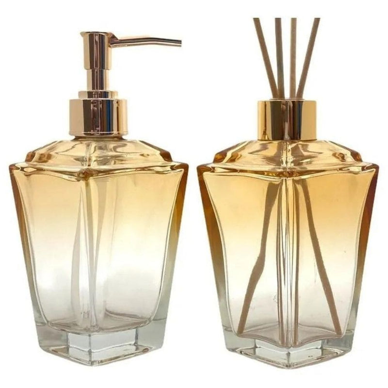 Porta Sabonete Liquido e Difusor Decoração Luxo Lavabo Banheiro Modelo Piramide