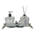 Kit Lavabo Banheiro Estrela Luxo com Difusor Saboneteira e Bandeja Espelhada