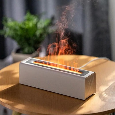 Umidificador Aromático com Luz de Chama RGB para Conforto e Relaxamento