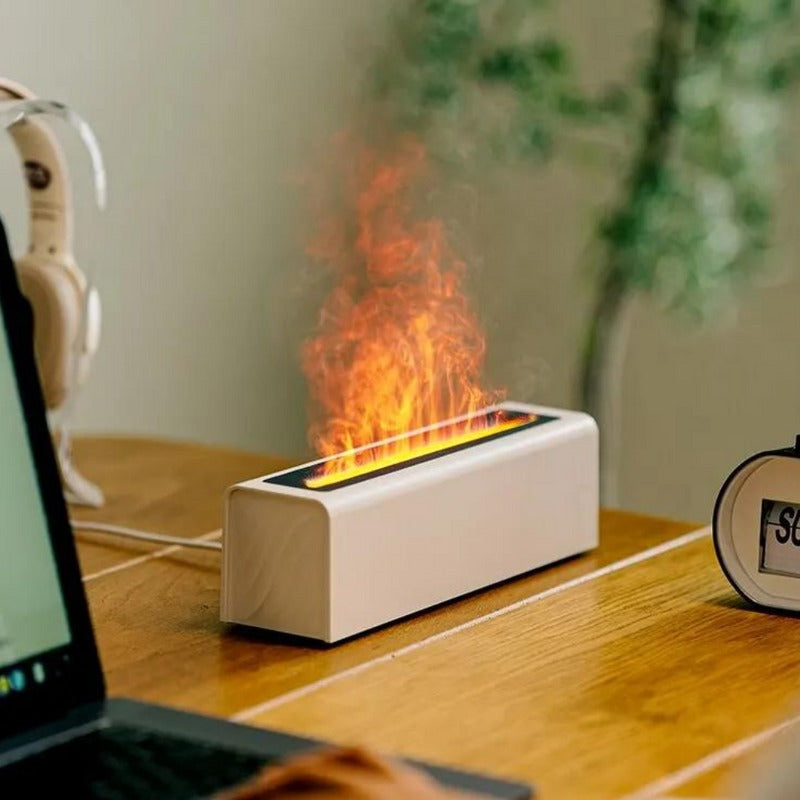 Umidificador Aromático com Luz de Chama RGB para Conforto e Relaxamento