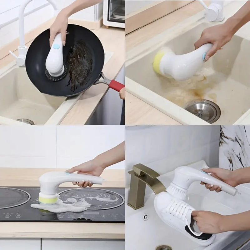 Escova Elétrica Recarregável 5 em 1 para uma Limpeza Prática e Eficiente