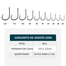 Conjunto de Anzóis de Pesca em Aço Carbono - 400 Peças em 10 Tamanhos para Aventura Sem Limites