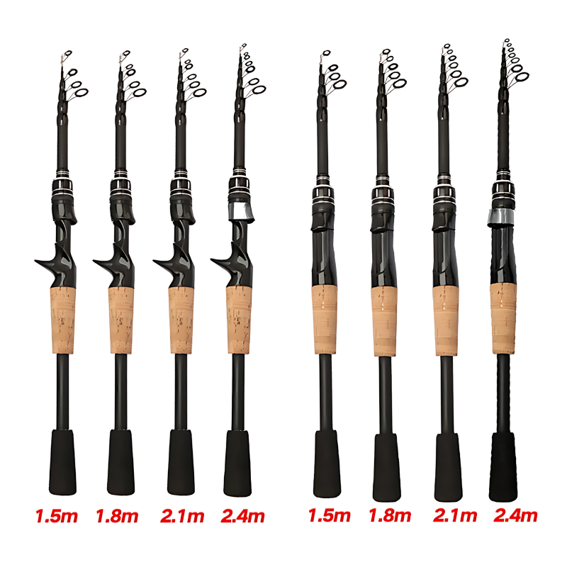 Vara de Pesca Telescópica Kingpesque em Carbono - Leve e Compacta de 1,5m a 2,4m para Aventura Sem Limites