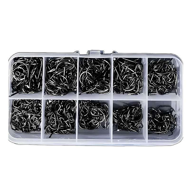 Conjunto de Anzóis de Pesca em Aço Carbono - 400 Peças em 10 Tamanhos para Aventura Sem Limites