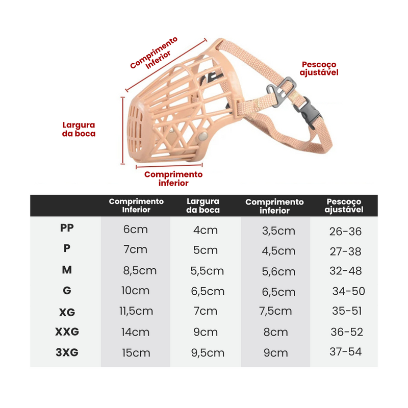 Focinheira Ajustável Para Pets: Conforto e Liberdade Respirável
