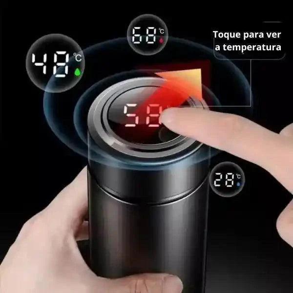 **Garrafa Térmica Inteligente 500ml – Conforto e Praticidade em Cada Gole**
