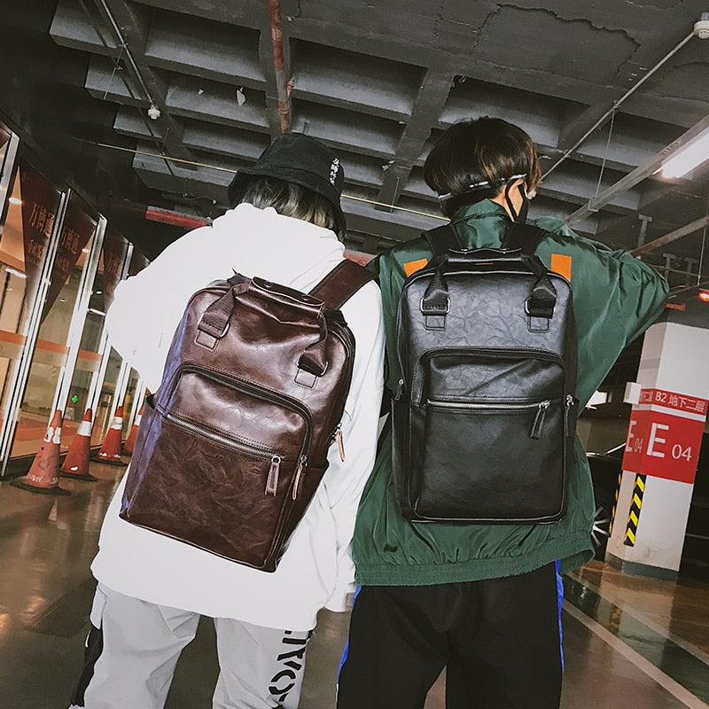 Mochila Couro Casual para Notebook Cadernos