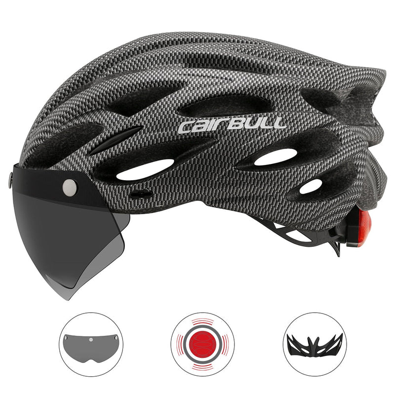 Cascos de Ciclismo Cairbull com Luz Traseira e Viseira Magnética para Proteção e Conforto