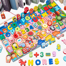 Tabuleiro de Madeira Educativo para Aprender Letras, Números e Animais Brincando