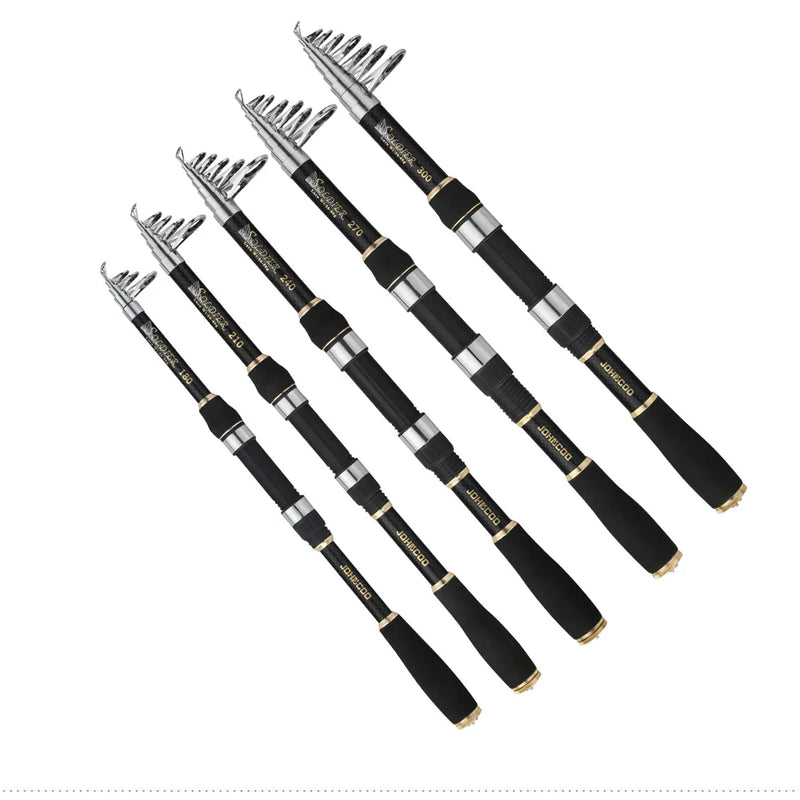 Vara Telescópica Johncoo em Fibra de Carbono: Flexibilidade e Leveza de 1.8m a 2.7m para Molinete