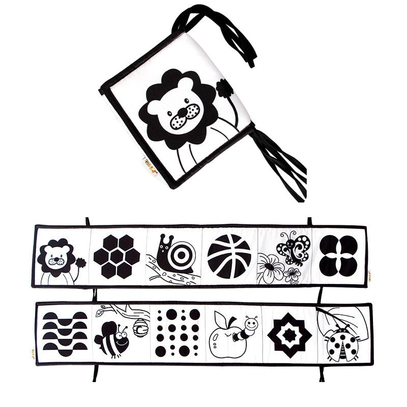 Livro Sensorial Preto e Branco para Bebês – Estímulo Visual e Momentos de Descoberta