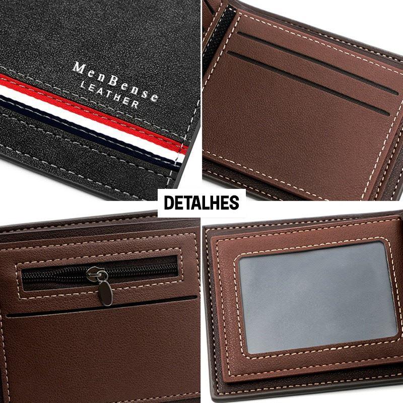 Carteira Masculina em Couro Genuíno - Estilo e Praticidade para o Seu Dia a Dia