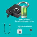 Cadeado com Segredo Digital Biométrico Anti Furto Recarregável