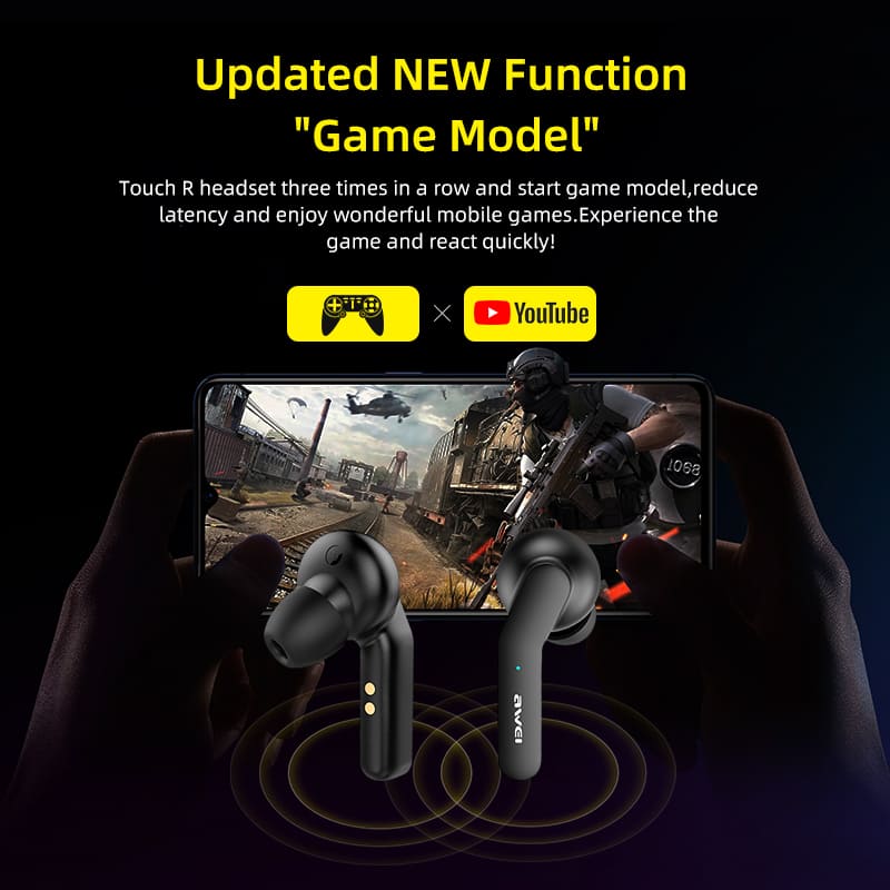 Fone de Ouvido AWEI TWS 5.0 Bluetooth Mic Earbuds Touch Super Bass