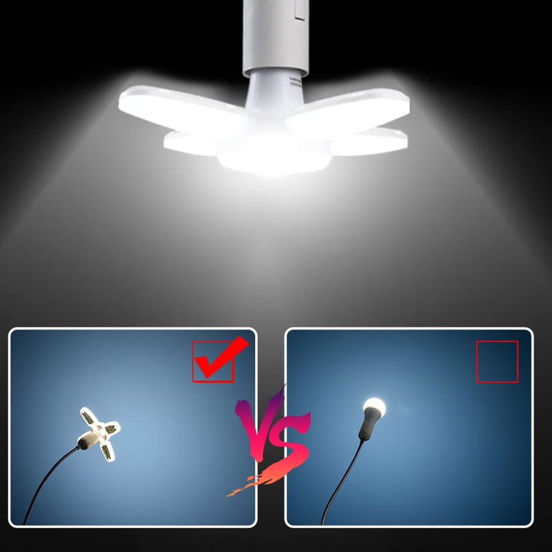Lâmpada LED 4 Pás Dobrável Ajustável Bivolt com Controle Remoto 28W