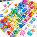 Tabuleiro Educativo Montessoriano de Madeira Versátil 5 em 1 para Aprendizagem Divertida