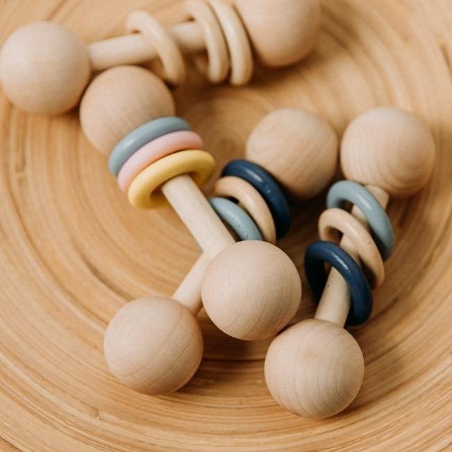 Chocalho de Madeira Colorido - Estímulo e Alegria para o Desenvolvimento do Bebê