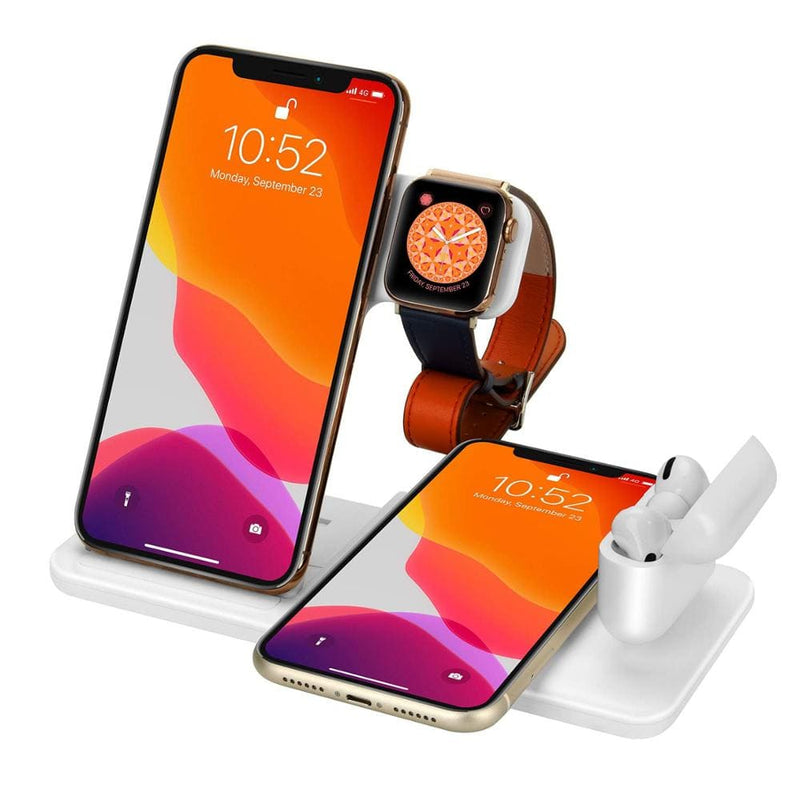Base Estação De Carregamento Sem Fio 4 Em 1 iPhone AirPods Apple Watch Samsung