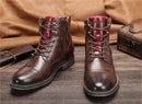Bota de Couro Masculina Cano Alto Estilo Vintage